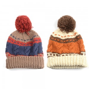 WENZHE Custom Winter Knitted Thick Warm Ski Beanie Cap for Women