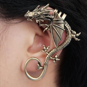 Personality punk wind jewelry no piercings rock exaggerated dragon ear clip