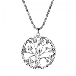 Newest Round Hollow Tree Of Life Necklace Fashion Flower Crystal Tree Of Life Pendant Necklace Women Garment Accessories